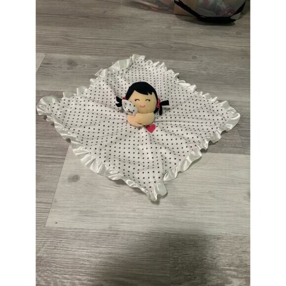 Carters Baby Lovey Security Blanket Doll With Polka Dots & Satin Trim Rattle - Picture 4 of 11
